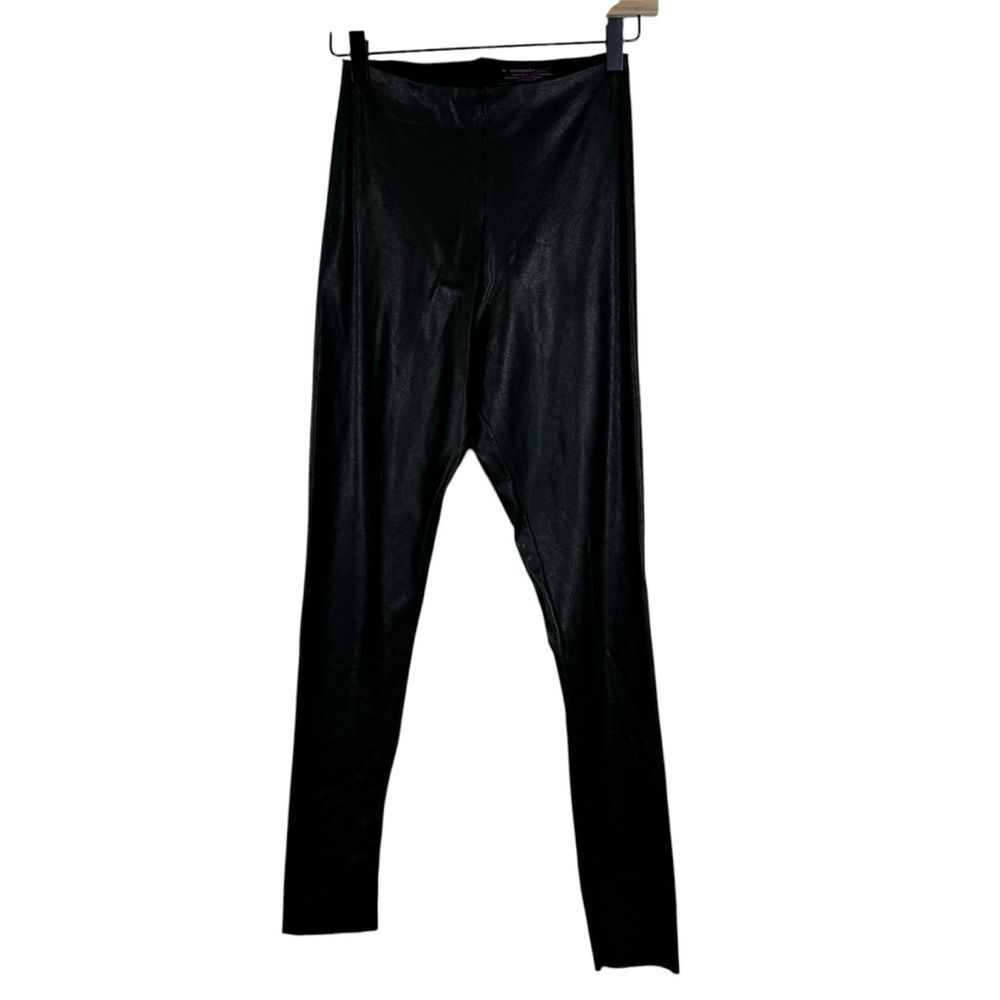 Commando Black Compression Faux Leather Leggings Tummy Control Size Medium